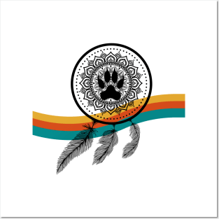 Dream Catcher Wolf Paw Rainbow Posters and Art